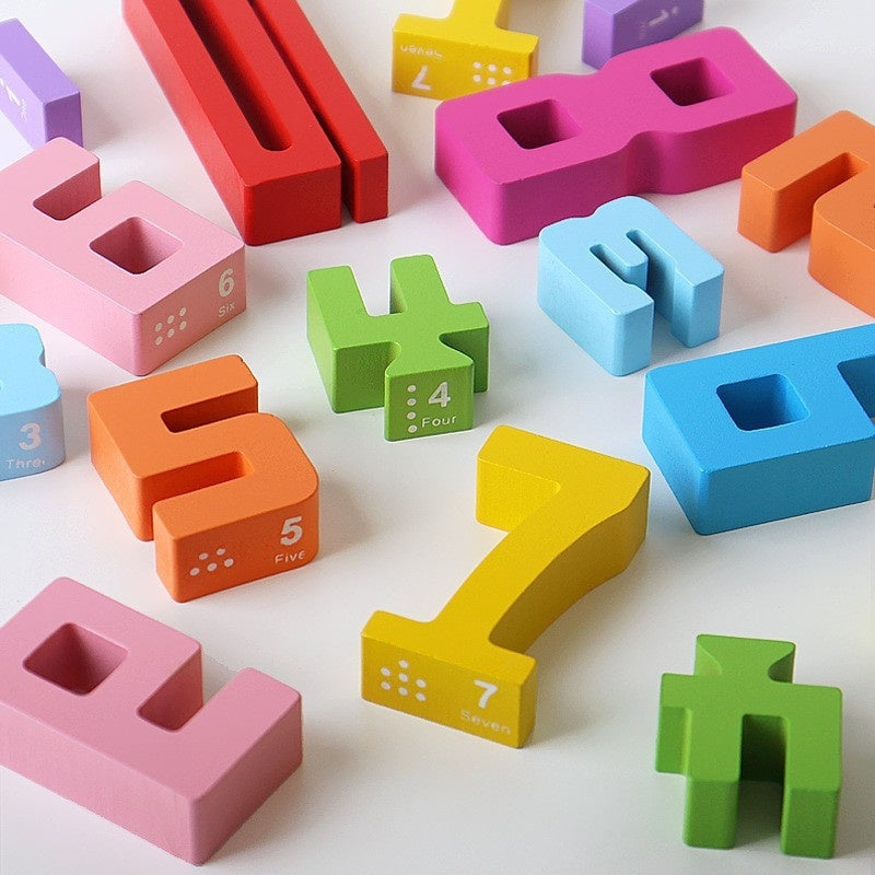 Wooden Numbers / Building Blocks Bricks - 20pcs