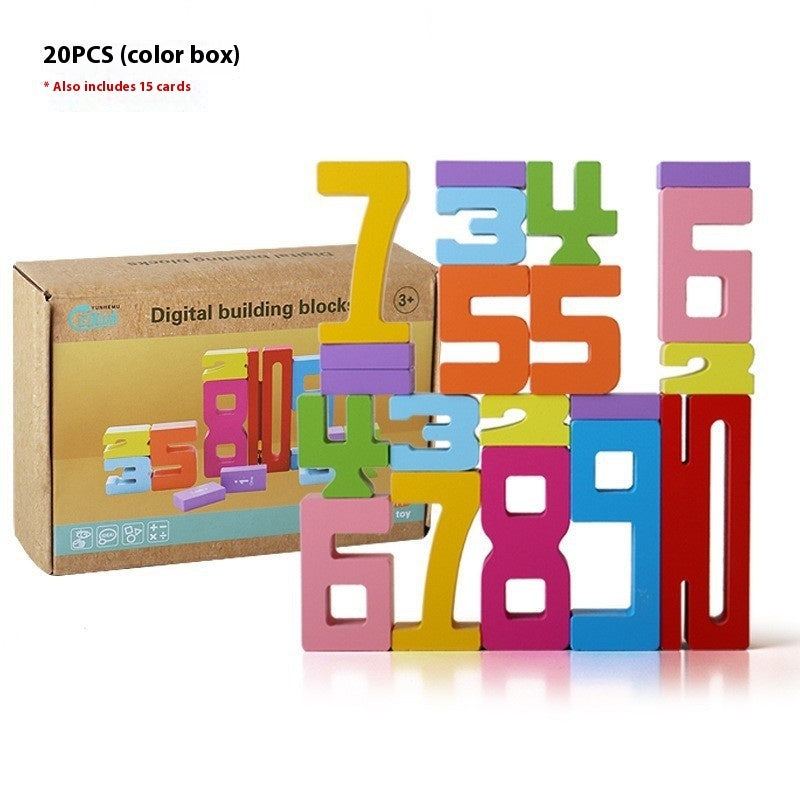 Wooden Numbers / Building Blocks Bricks - 20pcs